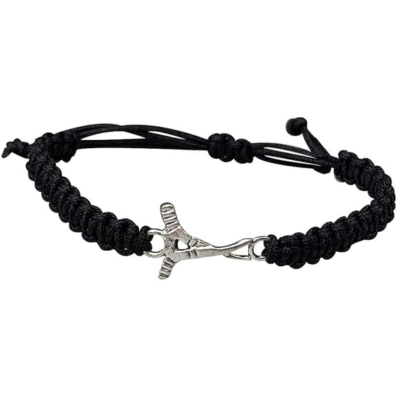 Sportybella Unisex Ice Hockey Bracelet, Hockey Jewelry Gifts, for Hockey Players, Teams & Coaches (Black)