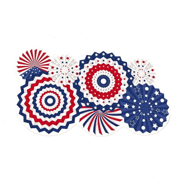 31.50x19.68in Patriotic USA Flag Floral Rug, Red White Blue Independence Day Non-Slip Floor Mat for 4th of July Entryway Living Room Coffee Table Decor