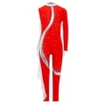 thumbnail image 1 of Aislor Girls Gymnastics Unitard Costume Rhinestone Metallic Patchwork Long Sleeve Jumpsuit for Ballet Dance 6-16 Years Red 8, 1 of 1