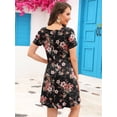 thumbnail image 4 of Chiclily Women's Summer Dresses Casual T Shirt Dresses Black Peachblossom 2XL Short Sleeve Flowy Beach Sundress with Pockets, 4 of 7
