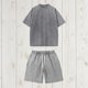thumbnail image 2 of Trajes para Hombres Traje de Ajuste Clásico Verano Cuello Redondo Pantalones Cortos de Manga Corta Traje Dividido de Algodón Lavado, 2 of 9