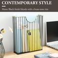 thumbnail image 4 of MyGift Art Deco Style Matte Black Metal Wire Magazine Rack with Brass Tone Rim - Wall Mounted Holder Storage Basket for Mail - Handcrafted in India, 4 of 7