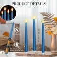 thumbnail image 2 of ORUYROP 24 Packs Flameless Taper Candles Battery Operated 11 Inch Long Candle Light LED Flameless Candlesticks Fake Candles Flickering Tapered Candles for Valentine's Day, Wedding(Blue), 2 of 6