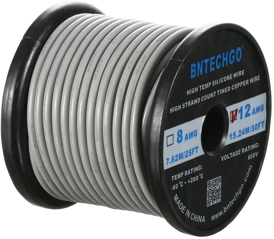 24 AWG Gauge Silicone Wire Spool 50 ft White Fine Strand Tinned Copper 