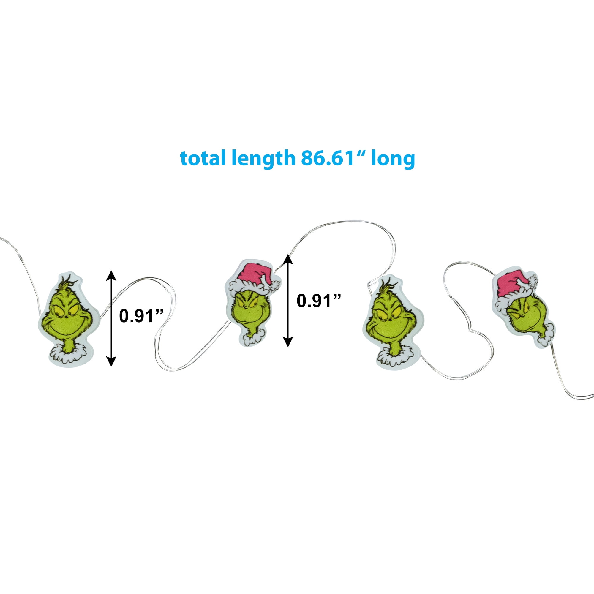 The Grinch 20 Count Micro String Lights with Santa Hat Design