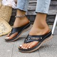 thumbnail image 2 of Wovix Slippers For Women Open Toe Thong Sandals Casual Non- Arch Support Wedge -On Shoes Indoor Outdoor Shoes Black 36, 2 of 9