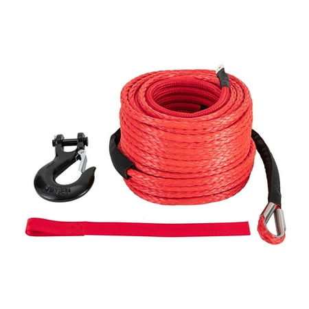 

3/8 x100ft Synthetic Winch Rope 23809lbs Recovery Cable Winch Line for Truck SUV Black/Red