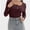 wine red, variant on Women's Shirts Long Sleeve Casual Fall Top Button Ribbed Knit Basic Blouses