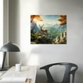 thumbnail image 3 of COMIO Farmhouse Landscape Forest Pictures Bedroom - Art  Wall Art for Kitchen -Prints- Rustic Vintage Decor for Living Room -  Deer National Park Mountain Forest Lake, 3 of 4