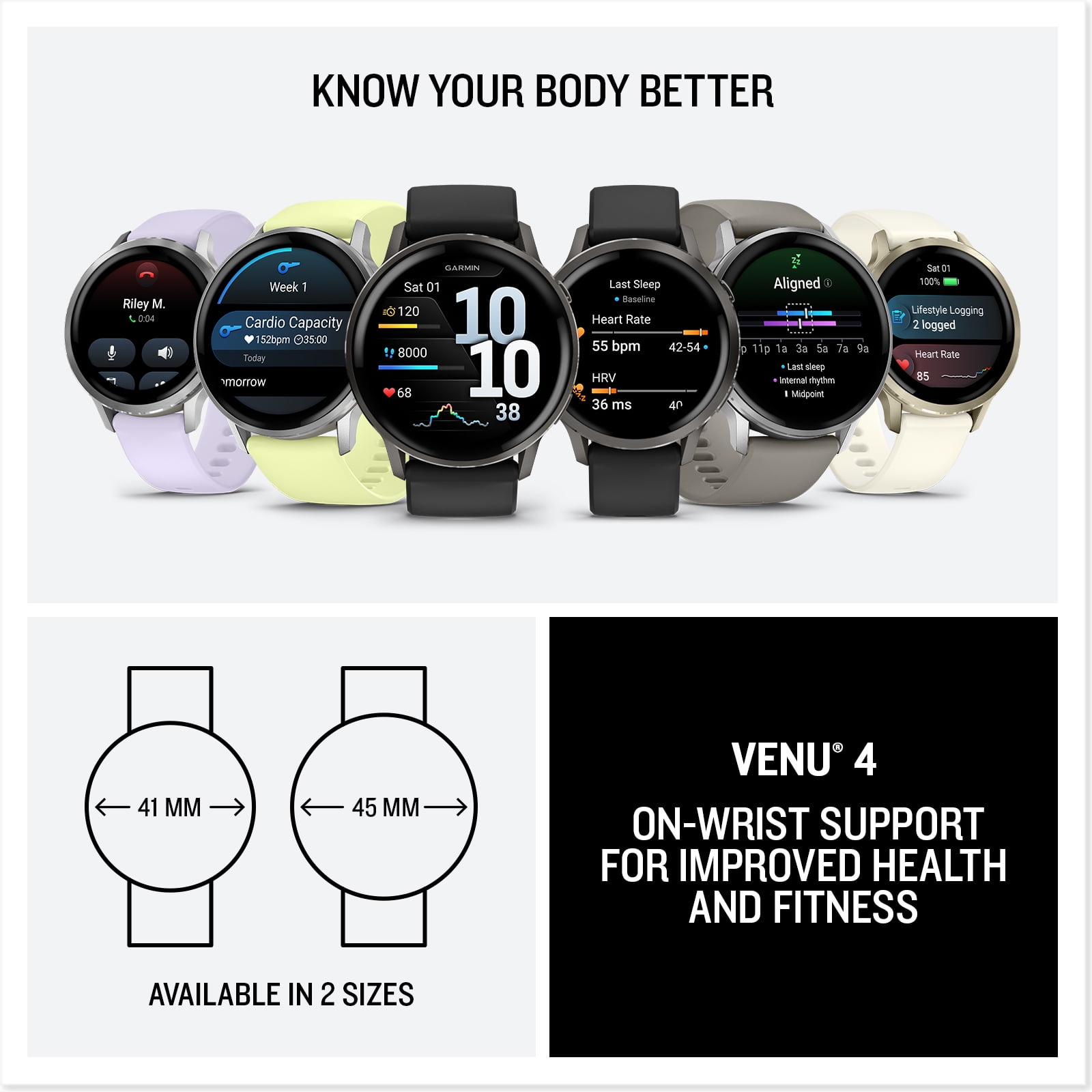 Garmin Venu 4 41mm GPS Fitness Smartwatch, Lunar Gold with Bone Band Bundle
