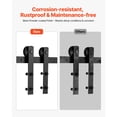 thumbnail image 4 of KFFKFF 10FT Sliding Barn Door Hardware Kit, Supports Up to 330 lbs, Fits Doors Up to 60 Inches Wide and 1-3/8 to 1-3/4 Inches Thick, Sturdy Track with I-Shape Roller, Black, 4 of 9
