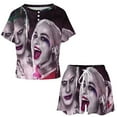 thumbnail image 2 of Harley Quinn And Joker Summer Home Suit For Womens Short-Sleeved Pajama Set 2pcs Loungewear Soft Sleepwear T-Shirts Tee Shirt Top And Short Sleeping Pants, 2 of 8