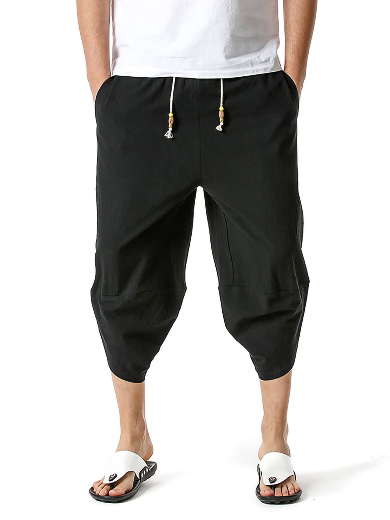 Ladies Cropped Trousers Rich Cotton Elasticated Zip Pockets Women Capri M to 3XL
