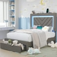 thumbnail image 4 of Fastroby Twin Upholstered Bed Frame with LED Headboard & Storage Drawer, No Box Spring Required, 4 of 9