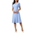 thumbnail image 2 of INSPIRE CHIC Summer Dress for Women Casual Short Sleeve Above Knee A Line Casual Business Work Dress XS Light Blue, 2 of 6
