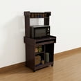 thumbnail image 2 of Izzovium Microwave Cart Coffee Station Computer Cart with Hutch, Gliding Shelf & Locking Castors, Espresso Finish, 24.75"L x 19.25"W x 53.75"H, 2 of 5