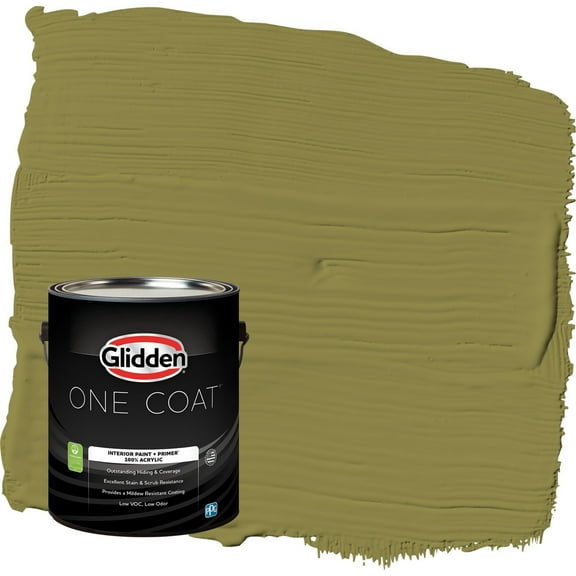 Glidden One Coat Frog's Legs / Green Flat Interior Paint with Primer, 1 Gallon
