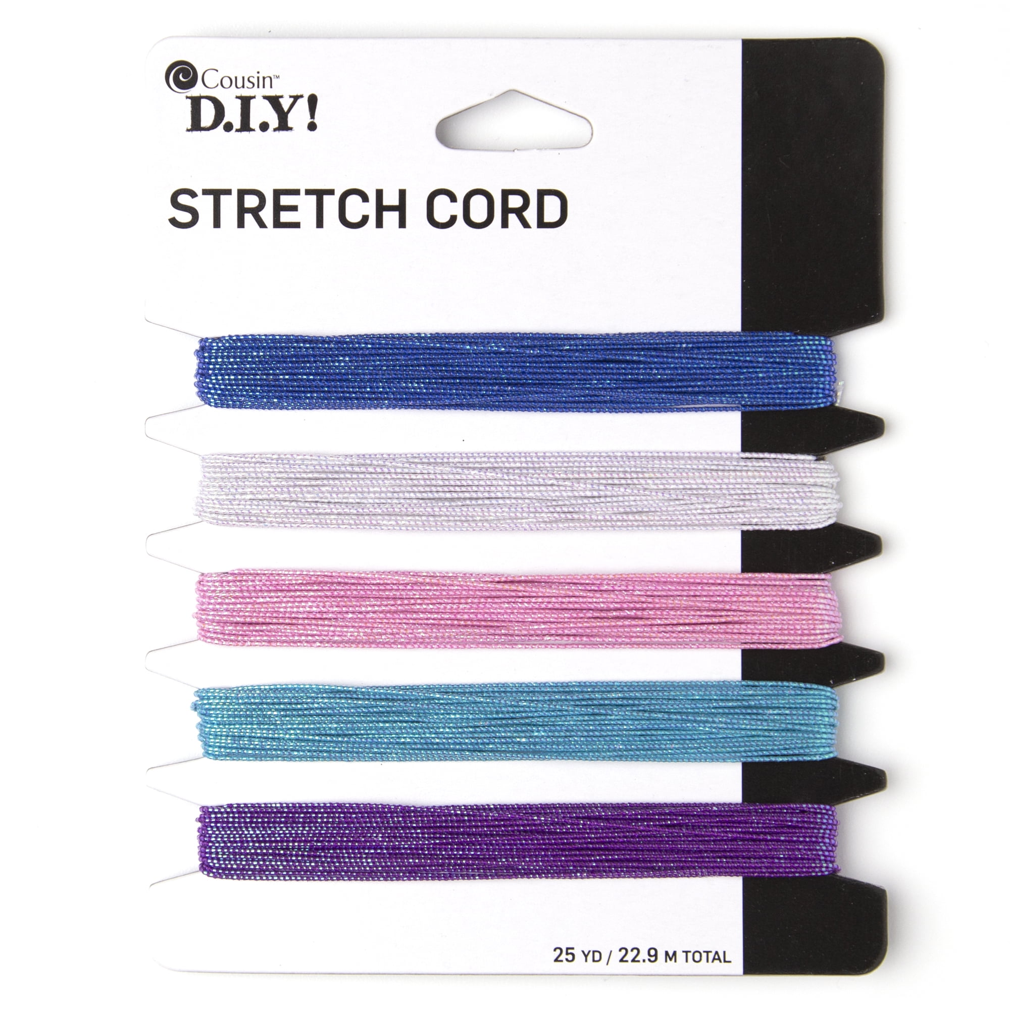 Cousin DIY Pastel Sparkle Stretch Cord, Jewelry Making, Blue/Pink, 5 Piece Roll, 25 yd Roll