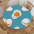 thumbnail image 4 of Cupcake Cherry Elastic Round Tablecloth - Waterproof & Oil-Resistant Polyester Fabric, Elastic Hem Fits 40-44 Inch Round Tables, Wrinkle-Free for Indoor/Outdoor Use, 4 of 6