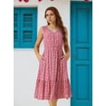 thumbnail image 2 of DARING DIVA Summer V Neck Sleeveless Flowy Midi Dress L Red, 2 of 7
