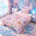 thumbnail image 2 of meiyoeat Kawaii Crown Mermaid Princess Twin Comforter Sets for Kids Girls, Dolphin Star Coral Fairy Bedding Set, Pink Purple, Pink Reversible, 2pcs, 1 Comforter and 1 Pillowcase, 2 of 6
