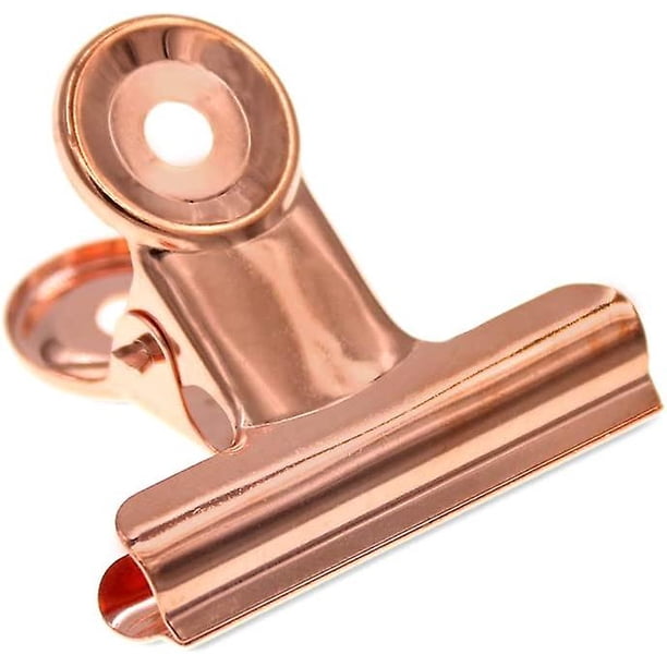 Clip grande con bisagras de oro rosa, 10 Uds., soporte para fotos de mochila escolar Bulldog de Metal de acero inoxidable de 2 pulgadas, bolsa de refrigerio, suministros de oficina (50mm)
