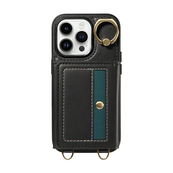 Etui Pour IPhone 16/16 Plus/16 Pro/16 Pro Max, Ajustable Courroie Coque Carte Fente Stand Housse