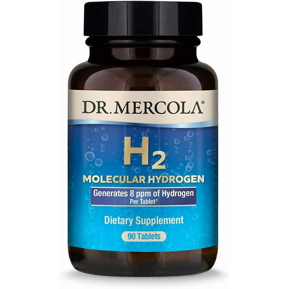 Dr. Mercola H2 Molecular Hydrogen, 90 Servings (90 Tablets), Dietary Supplement, Supports Brain Health and Cognitive Function, Non GMO