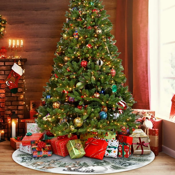 Christmas Tree Skirt Decorations Santa Claus Snowflake Christmas Tree Skirt Exquisite Tree Bottom Decoration Tree Skirt