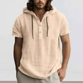 thumbnail image 2 of Mens Tank Top Athletic Workout Gym Sleeveless Muscle Tee Men's Spring And Summer Fashion Solid Color Linen Shirt Hooded Short Sleeve Casual Men's Beach T Shirt, 2 of 4