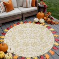 thumbnail image 4 of Pastoral Flowers Washable Round Area Rug 5 ft, Yellow Flower Farm Vintage Linen Texture , Soft Non Slip Rugs Stain Repellent Indoor Felt Carpet for Living Dining Room Bedroom Home Office, 4 of 9