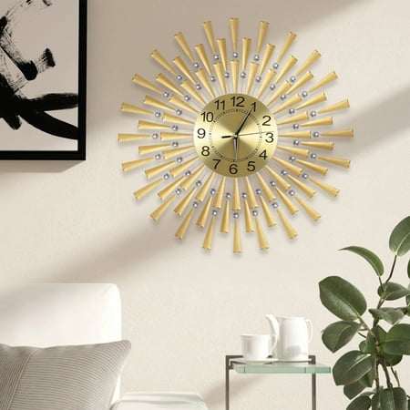 24 Large 3D Morden Wall Clock Battery Operated Metal Clock Watch Silent Non-Ticking for Home Living Room Bedroom Office Art Creative Decor