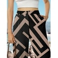 thumbnail image 2 of Womens Casual Wide Leg Pants High Waisted Button Down Straight Long Trousers Palazzo Pants, 2 of 7
