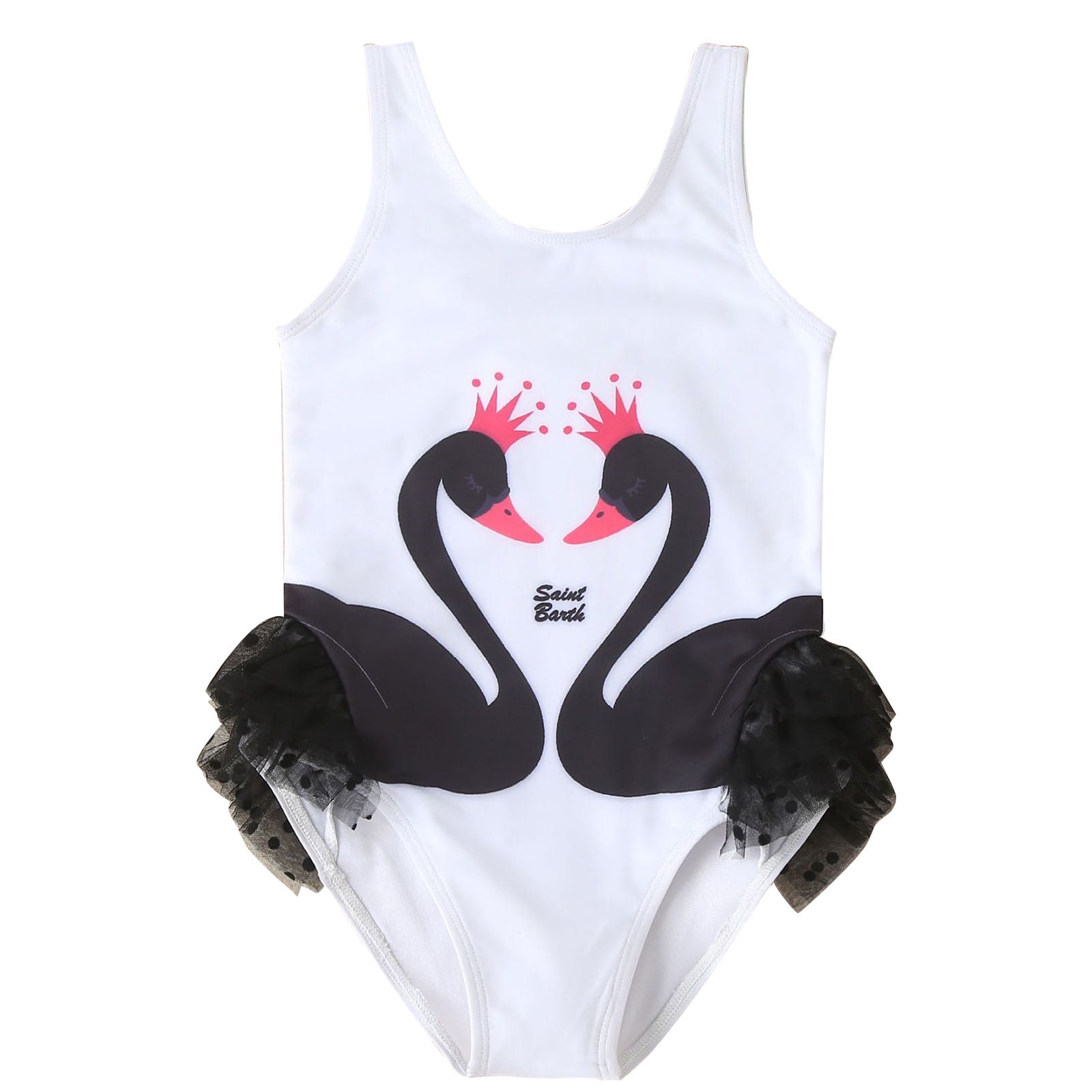 Kid Bikinis for Girls Girl Cow Swimsuit Kid Girl Swan Print Ruffle ...