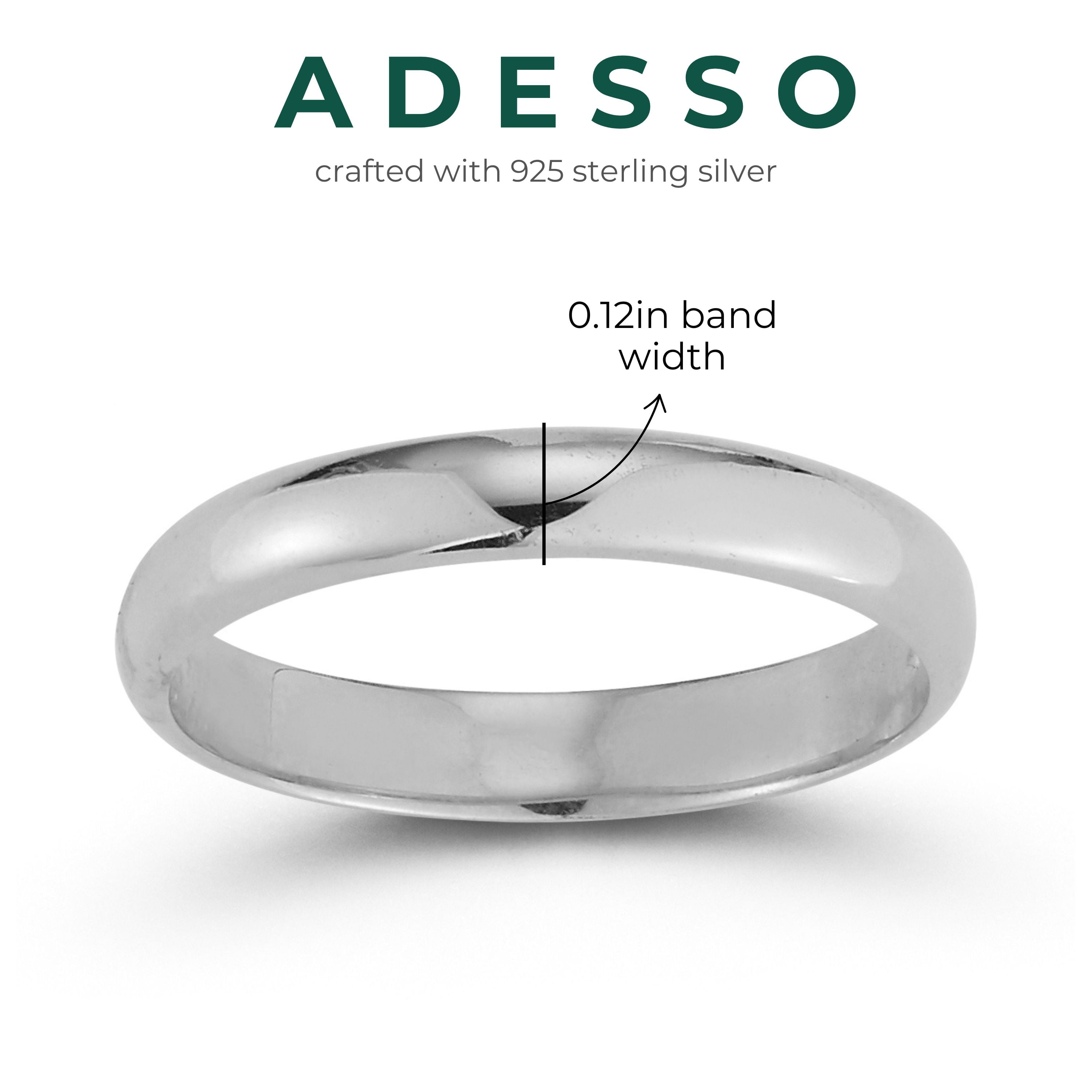 Adesso Milano Jewelry Sterling Silver Polished Band Wedding Ring for Women and Men, Silver