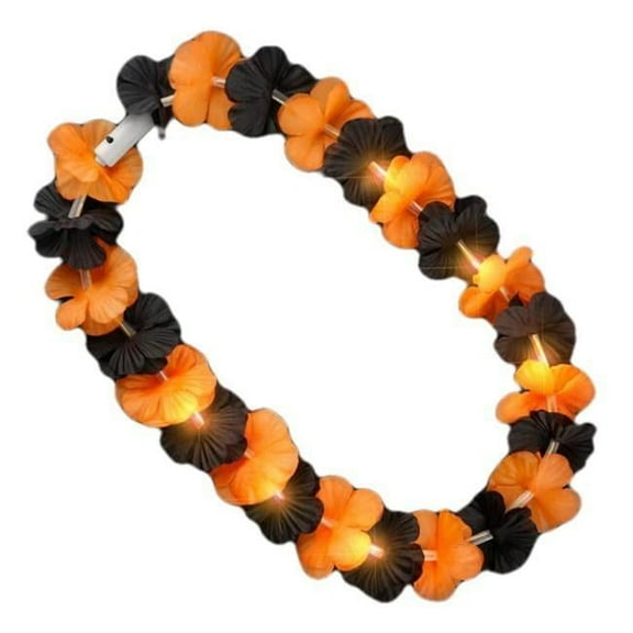 Blinkee LUHFLLNK-BLKOR Light Up Halloween Hawaiian Flower Lei, Black & Orange