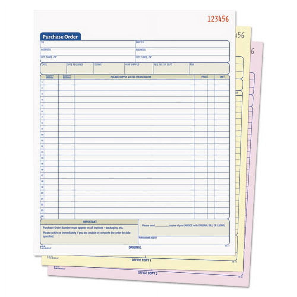 Purchase Order Book, Three-Part Carbonless, 8.38 X 10.19, 1/page, 50 Forms | Bundle of 2 Each