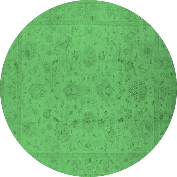 Ahgly Company Indoor Round Oriental Emerald Green Traditional Area Rugs, 3' Round