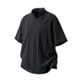 thumbnail image 4 of hoksml Men's Short Sleeve Collared T-Shirt, Vertical Seam Relaxed Fit Soft Top with Stand Mandarin Collar for Business Golf Daily Outdoor Casual Wear, 4 of 6