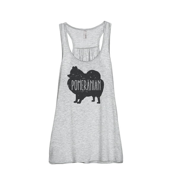 Thread Tank Pomeranian Dog Silhouette Women's Sleeveless Flowy Racerback Tank Top Sport Grey Large