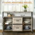 thumbnail image 5 of Homiyad Industrial Sideboard Buffet Cabinet, Coffee Bar Cabinet with Adjustable Shelves, Glass Doors, and 2 Drawers for Kitchen, Living Room, Gray, 5 of 8