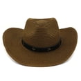 thumbnail image 2 of Womens Men Western Straw Cowboy Hat with Wind Lanyard Summer Hat Sun Hat Cowboy Style UPF 50+ Beach Hat, 2 of 2