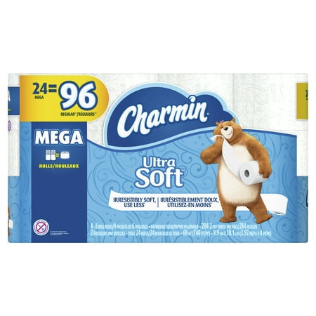 Charmin Ultra Soft Toilet Paper, 24 Mega Rolls (= 96 Regular Rolls)