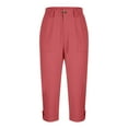 thumbnail image 4 of Stretch Cargo Capris Pants Women Lightweight Cropped Summer High Waist Rolled Hem Outdoor Hiking Trousers with Pockets Casual Breathable Travel Comfort, 4 of 7