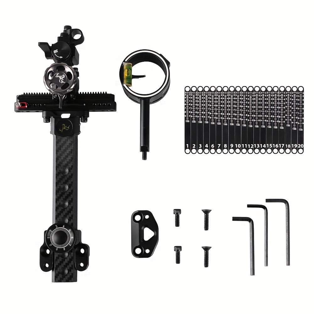 1pc Heavy-Duty Aluminum Compound Bow Sight with 8X Magnifying Scope, Adjustable aiming light & Quick-Adjust Gears, Micro-Adjustable for Precision Shooting - Compatible with All Compound Bows