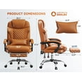 thumbnail image 2 of Office Chair with Retractable Footrest, Ergonomic High Back Design Executive Computer Desk Chair with Removable Lumbar Pillow,90-145°Reclining Thick Bonded Leather for Home Office Work,Brown, 2 of 12