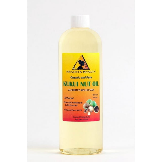 Huile de Noix de Kukui Organique, Support, Pressée à Froid, Naturelle, 100 % pure, 64 oz
