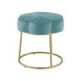 thumbnail image 3 of Linon Siena Gold Base Upholstered Flower Shaped Vanity Stool in Teal Blue Velvet, 3 of 9