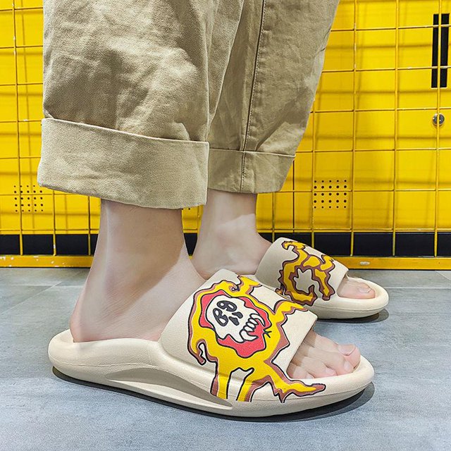 CAROOTU Ultra-Soft Slippers Fashion Sesame Street Patterns Slide Shoes Thick Rubber
