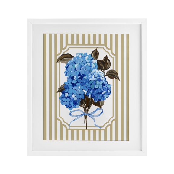 Stupell Industries Shabby Chic Blue Hydrangea Blossom Bow White Framed Print Under Glass, 17 x 21, by Adonna Ebrahimi
